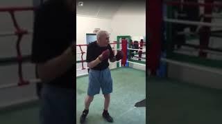 83 Year old Andy on the pads with Peter Stanhope BodyShots eldest member