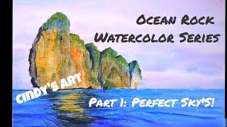 Watercolor Ocean Rock | Part 1: The Perfect Ocean Sky | Cindy's Art