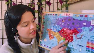 asmr • soft geography teacher | map of Asia | (part I. countries)