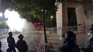 Portland Police video: antifa rioters launch projectile weapons