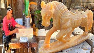 Carving Majestic Horse || how to make horse in mango stone