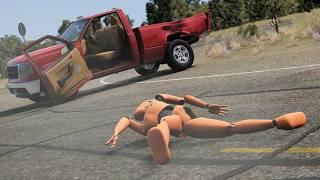 Driver EJECTION Crashes (Seatbelt vs. No Seatbelt 5) | BeamNG.drive