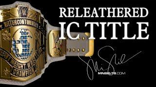 Releathered WWE Intercontinental championship replica belt on white by MN Belts