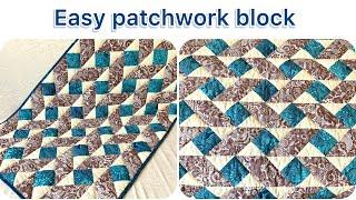 Easy Patchwork Block. For Beginners. Easy Patchwork Quilt Pattern. Patchwork Design.