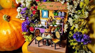 DIY miniature dollhouse cute cafe with tiny food and Halloween decor