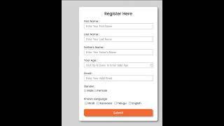 Project : Register Form Using HTML & CSS #codebustler #shorts