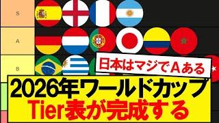 【格付け】2026北中米ワールドカップ、Tier表がこちらですwwwww