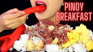 ASMR FILIPINO BREAKFAST Red Hots, Corned Beef, Scrambled Eggs EATING SOUND MUKBANG