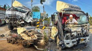 Due to the sleep of the driver, the truck fell into a deep ditch. Complete process of preparing