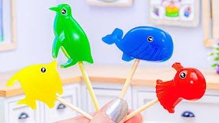 Adorable Rainbow Sea Animal Jelly Using CHUPA CHUPS  Cute Miniature Fruit Jelly by Lotus Cakes