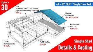 Simple Roofing Shed Work - Truss Work of 40 x 28 feet  - Metal Roofing in Tamil