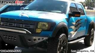 Matte Blue Ford Raptor Truck Wrap by Sticker City.mp4