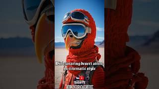Feathered Journey: Bird in Red Knitted Motorcycle Helmet #shorts
