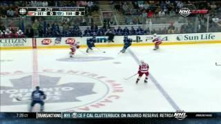 John-Michael Liles booming slapshot goal 2-0 Detroit Red Wings vs Toronto Maple Leafs 9/28/13 NHL