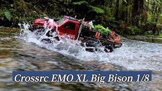 Crossrc EMO XL Big Bison 1/8 6X6 truck bush trailing and water bashing.