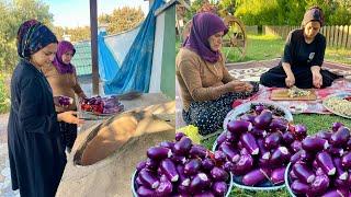 TANDIRDA ODUN ATEŞİNDE LEZZETLİ YEMEKLER İÇİN KIŞLIK PATLICAN YAPIMI | VİLLAGE LİFE