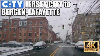 4K Jersey City drive: The Heights to Bergen-Lafayette in the snow