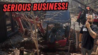 Gotta Be Pretty Serious Business If You Get Your Excavator Stuck! | Winching