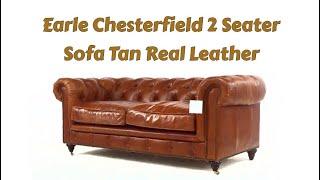 Earle Chesterfield 2 Seater Sofa Tan Real Leather