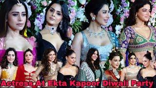 Actress At Ekta Kapoor Diwali Party Ekta Priyanka Karishma Rakul Divyanka Nushrat Hina Kanika Avneet