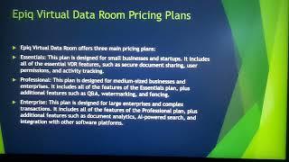 Epiq Virtual Data Room Pricing Overview