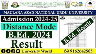 Manuu Distance B.Ed. Entrance Result 2024 @UniversityWorld