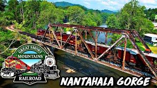 TAKING THE GREAT SMOKY MTN SCENIC RAILROAD THROUGH THE NANTAHALA GORGE Bryson City, NC