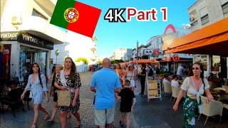 ⁴ᴷ Sunset walk  Albufeira : Old town, shops and bars, Algarve, Portugal (part 1) 4K