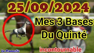 Pronostics PMU Mes 3 bases incontournable MERCREDI 25 SEPTEMBRE 2024 Cherbourg