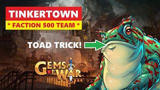 Gems of War TINKERTOWN Faction 500 GIANT TOAD TRICK Delve Guide and Best Team! Easy pure strategy!