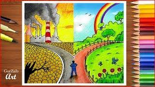 Save environment save nature poster chart drawing for competition (very easy) step by step