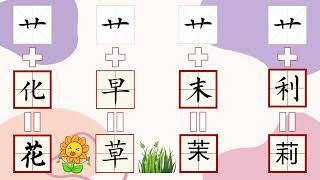 之视频学习️汉字偏旁 “艹” 字头 : (“花”|“草”|“茉”|“莉”)【Junior Hyflex Education Centre飞跃教育中心】【华语学堂GoGoGo】