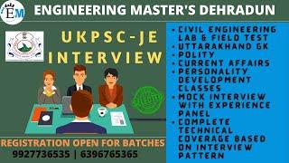 UKPSC JE /AE  - Interview  Guidance Program | Mock Interview |Engineering Masters Dehradun