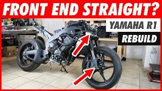 How to Straighten Motorcycle Front End ? Wrecked Yamaha R1 Rebuild - Part 8