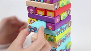 TOP BRIGHT Colored Stacking Game Wooden Building Blocks Tower Board Games