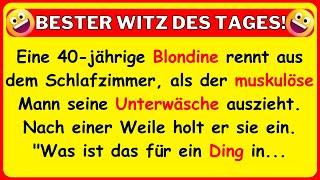  HEIßER WITZ! Eine Blondine rennt, als der muskulöse Mann seine Unterhose auszieht...