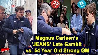 Magnus Carlsen's JEANS Late Gambit Beating 54 year Old Strong GM at World Blitz Championship 2024