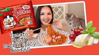 ASMR | BULDAK SPICY TOMATO PASTA FIRE NOODLES MUKBANG