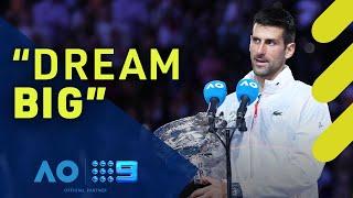 Novak Djokovic's message to his fans after 10th Australian Open victory | Wide World of Sports