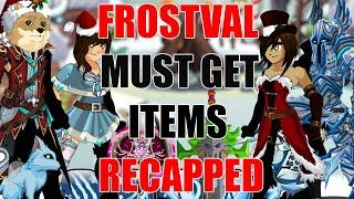 AQW Must Get Frostval Items Recapped! 40+ Maps | 6 Classes - Seasonal Gear-GLoD - Pink + House Items