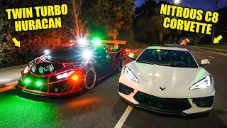 NITROUS C8 CORVETTE VS TWIN TURBO LAMBORGHINI HURACAN ft. Alex Choi