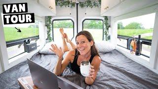 VAN TOUR | Sprinter Van Converted to Beautiful Tiny Home for Full-Time VAN LIFE