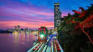 Busan City Walk | Best Tourist Attractions Haeundae, Songjeong and Beach Trains Korea 4K HDR