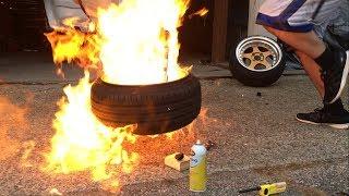 Tire Stretching with FIRE!!