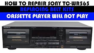 HOW TO REPLACE THE BELT KIT FOR SONY DUAL CASSETTE DECK TC-WR565 BELT REPAIR BELTS FIX AND CLEAN