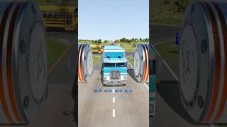 Mix Colourful Flatbed Trucks & Cement Truck vs Bollard Crash #shorts #beamng #crash #beamngdrive