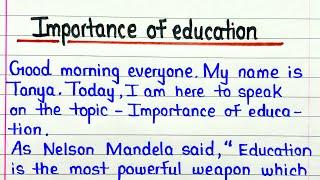 Importance of education speech in English | Speech on importance of education | English speech