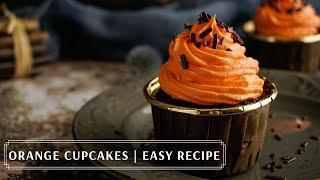 Easy Soft Orange Cupcakes Recipe | ASMR Cooking