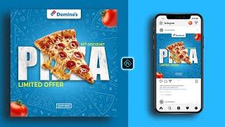 Dominos Pizza Social Media Banner Post Design in Photoshop Tutorial