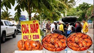 Khủng khiếp Chen Lấn Mua Cua Hấp 45k Ở Vỉa Hè Bao Ăn ,Phá Kỉ Lục Bán 80 kí cua 1 giờ | SaigonMarket